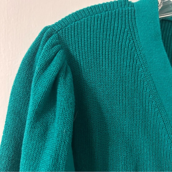 LOFT Teal Green Ribbed Button Down Style Cardigan Sweater Large - Picture 7 of 11